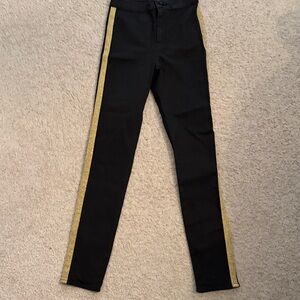 Divided Black Jeans with Gold Side Stripe